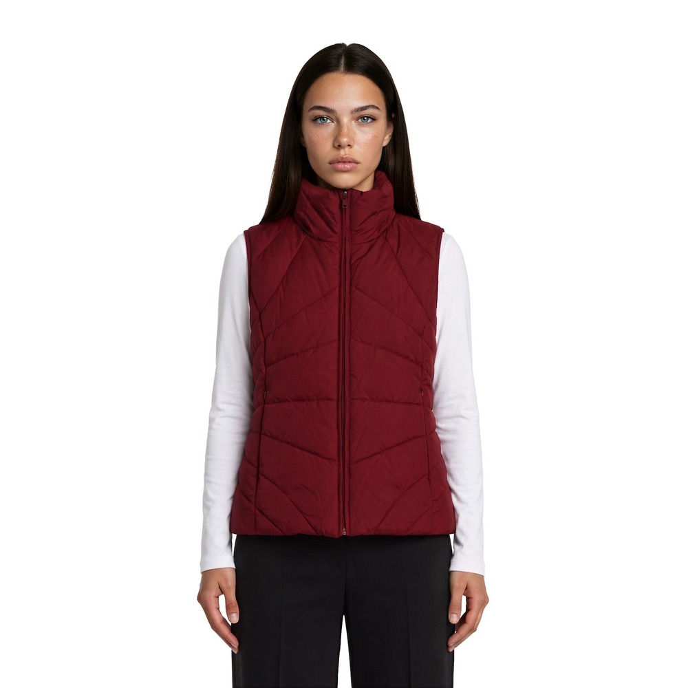 Kenneth Cole Reaction Down‎ Puffer Vest Women's Size XL Burgundy Red Chevron